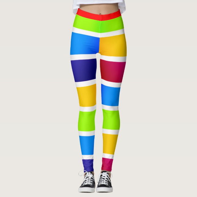 Legging Bandas coloridas Mardi Gras Festivo (Frente)