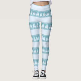 Legging Bandas Costeiras Náuticas Azuis