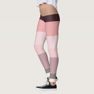 Legging Bandas de Abstrato rosa e bege