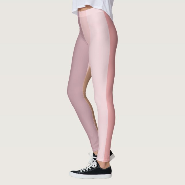 Legging Bandas de Abstrato rosa e bege (Esquerda)