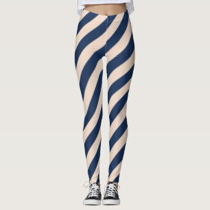 Legging Bandas de Diagonal Azul e Tan