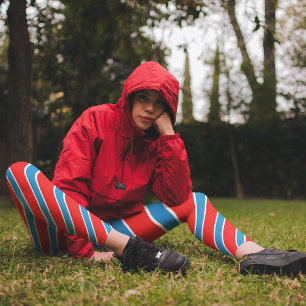 Legging Bandas de Diagonal Azul Vermelho
