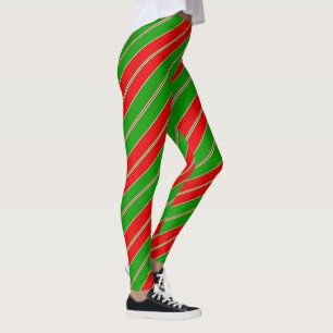 Legging Bandas de férias em vermelho e verde