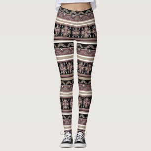 Legging Bandas de ornamento mexicanas pretas e pretas