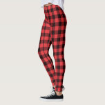 Legging Bandas de Verificação de Padrão de Xadrez Vermelho<br><div class="desc">A xadrez de búfalos vermelho e preto é um padrão clássico de xadrez que nunca sai do estilo. Visto ativo para exercício e ioga.</div>