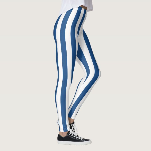 Legging Bandas de Vintagem Azul e Branca (Direita)
