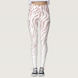 Legging Bandas de Zebra Brancas e Rosa: Na moda
