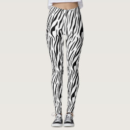 Legging Bandas de Zebra Negra e Branca Moderna