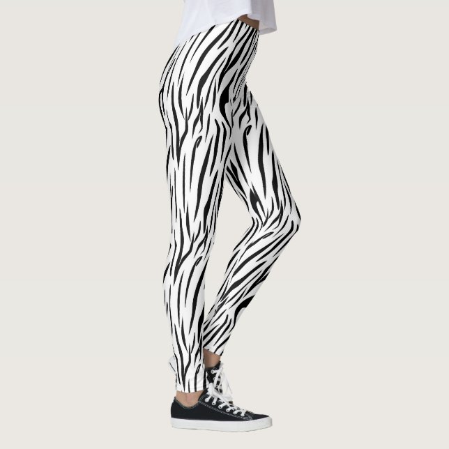 Legging Bandas de Zebra Negra e Branca Moderna (Direita)