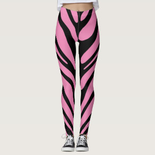 Legging Bandas De Zebra Rosa E Negra