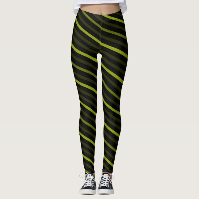 Legging Bandas Diagonais - Verde-Oliva (Frente)