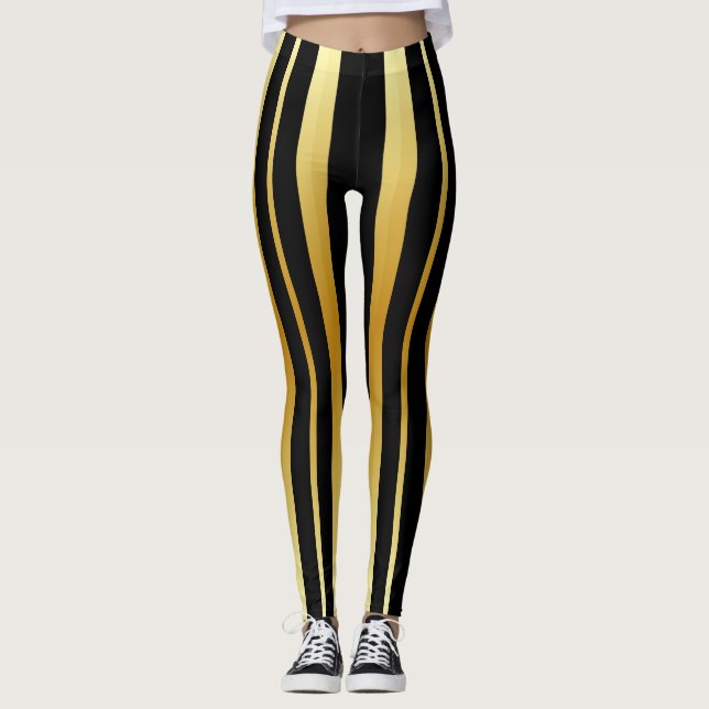 Legging Bandas Douradas e Pretas (Frente)