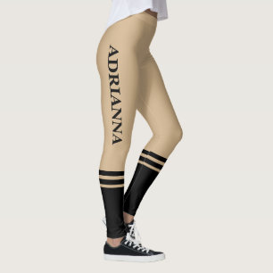 Legging Bandas Horizontais Pretas Nome Tan