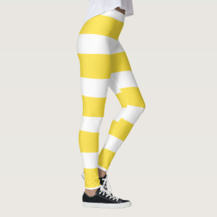 Legging Bandas irregulares - Amarelo-limão-branco