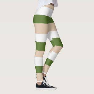 Legging Bandas irregulares - Branco, Areia e Verde-Palma