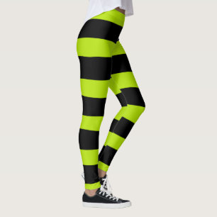Legging Bandas irregulares - Verde limão e preto