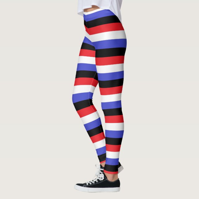 Legging Bandas pretas, brancas, vermelhas e azuis (Esquerda)