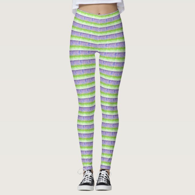 Legging Bandas roxas e verdes (Frente)