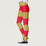 Legging Bandas vermelhas e Douradas<br><div class="desc">Imagem de listras vermelhas e douradas de cor grossa.</div>