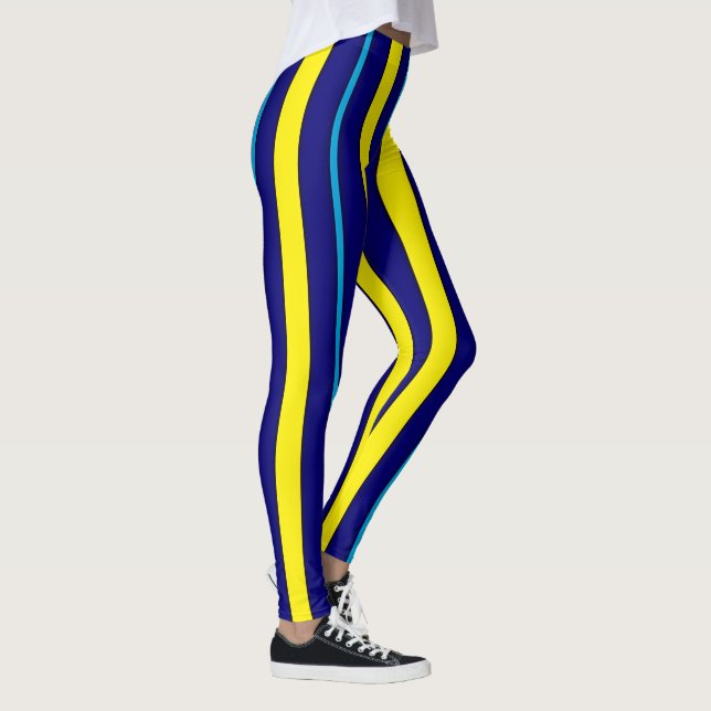 Legging Bandas Verticais Azuis e Amarelas (Direita)