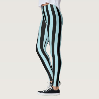 Legging Bandas Verticais de Pastel Azul e Pretas