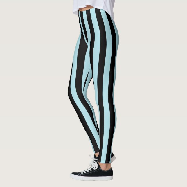 Legging Bandas Verticais de Pastel Azul e Pretas (Esquerda)