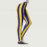 Legging Bandas Verticais Douradas e Azuis da Califórnia<br><div class="desc">Listras verticais azuis e amarelas nas cores do estado da Califórnia</div>