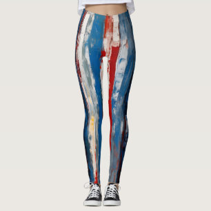 Legging Bandas Verticais Verticais Pintadas Verticais Verm