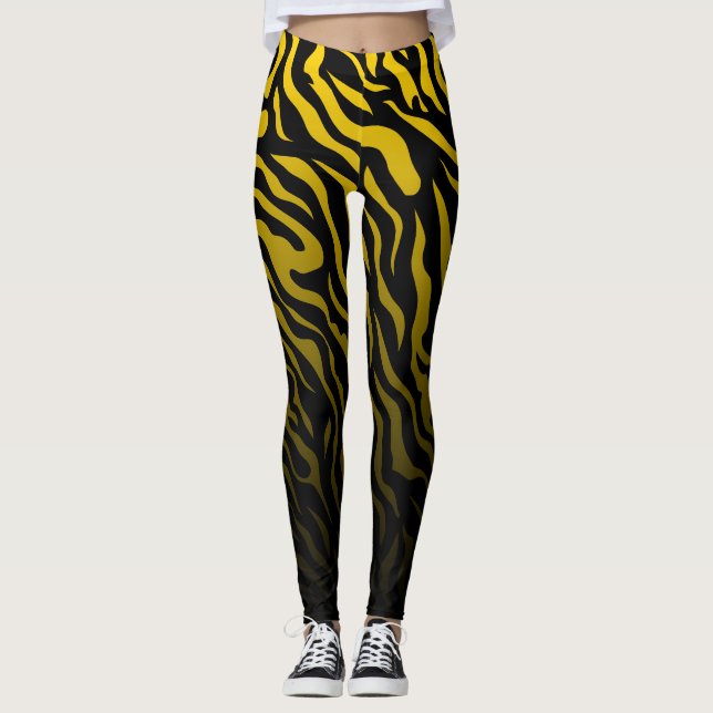 Legging Bandas-zebra amarelas e negras: Na moda (Frente)
