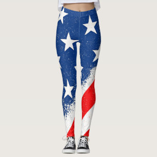 Legging Bandeira Americana Camisa Estrelas Patriótica dos 