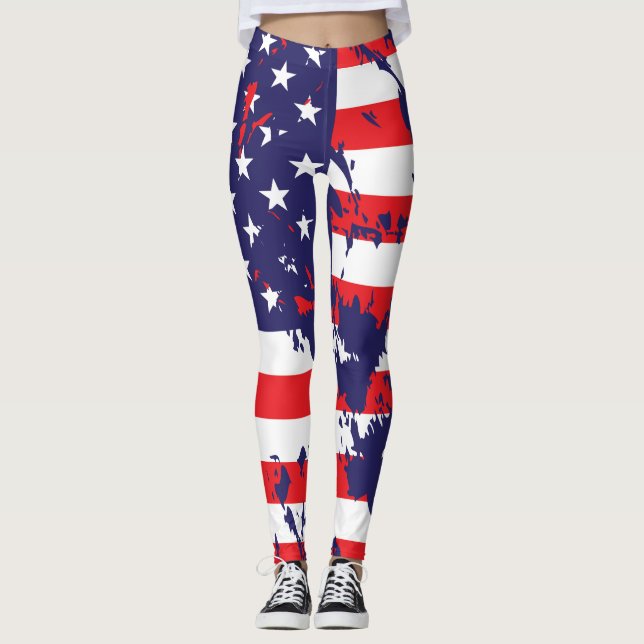 Legging Bandeira Americana com respingos de tinta (Frente)