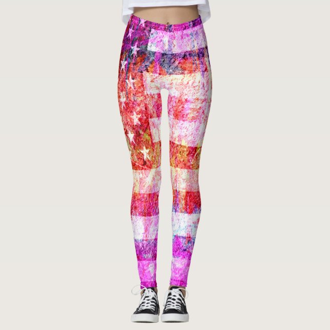 Legging Bandeira Americana Cor Retro #14 (Frente)