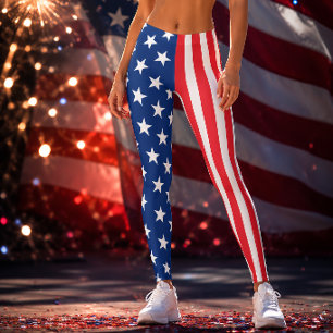 Legging Bandeira americana patriótica estrelas e listras A