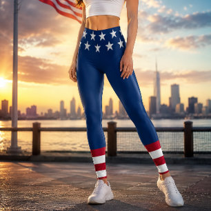 Legging Bandeira americana patriótica estrelas e listras A