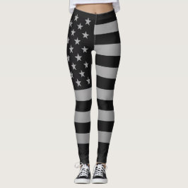 Legging Bandeira Americana Preta Moderno Edgy Monocromátic