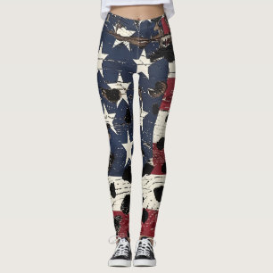 Legging Bandeira Americana Rústica com Estampa de Leopardo