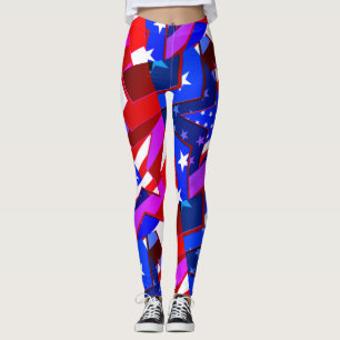 Legging Bandeira Americana Stars Miami Abstrato Art Leggin