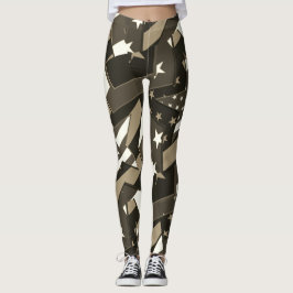 Legging Bandeira Americana Stars Sepia Abstrato Art Leggin