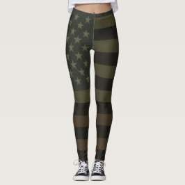 Legging Bandeira Americana Tons Terra Verde, Marrom e Pret