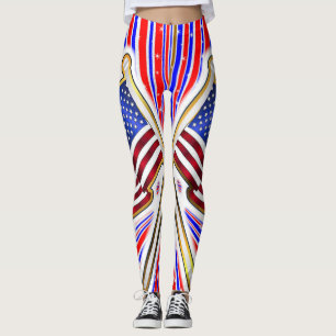 Legging Bandeira Americana Vermelha Azul