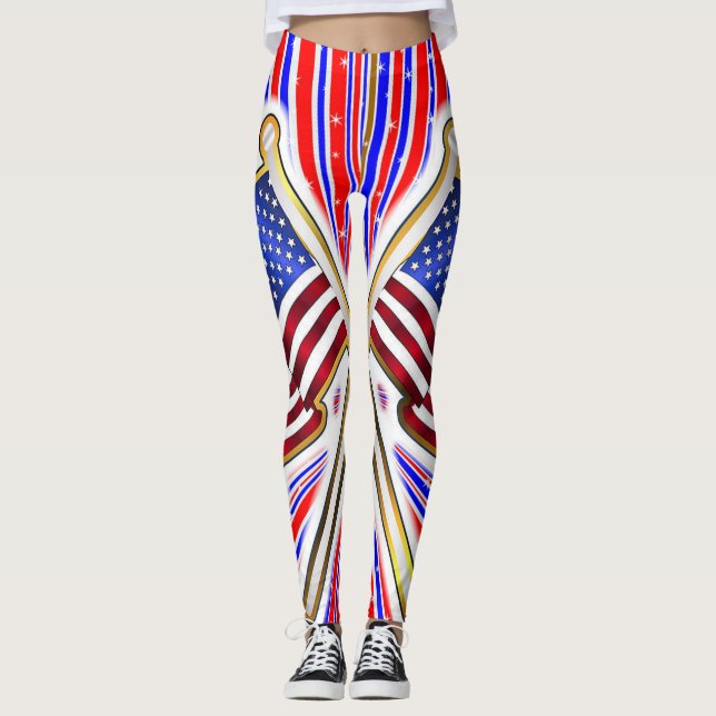Legging Bandeira Americana Vermelha Azul (Frente)