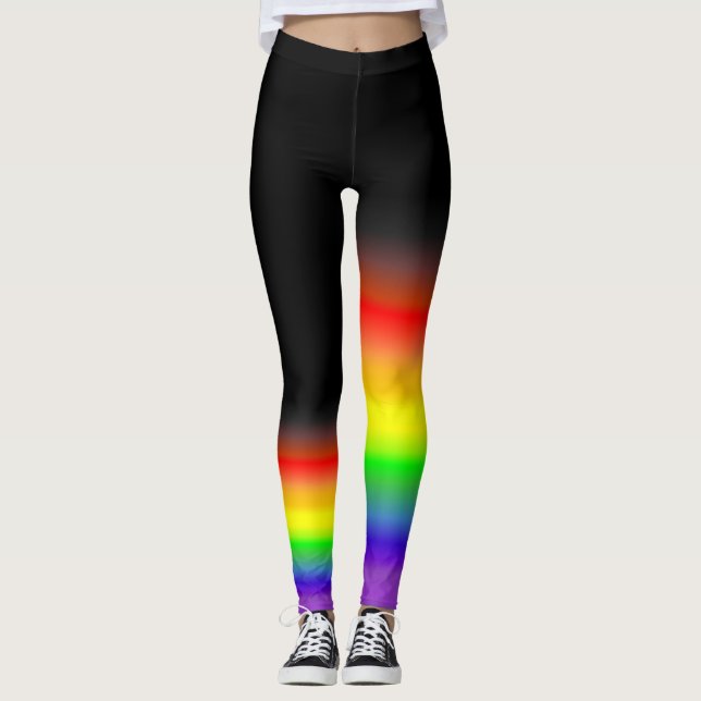 Legging Bandeira assimétrica do orgulho gay do preto do (Frente)