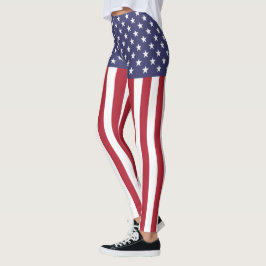 Legging Bandeira Azul Vermelho Patriótico, Estrelas E Band