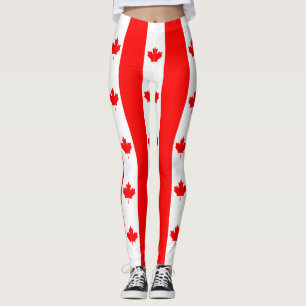 Legging Bandeira canadense de caneleiras vermelhas da