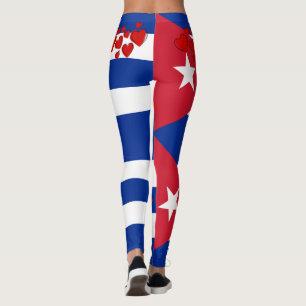 Legging Bandeira cubana com ilustração vermelha do cora