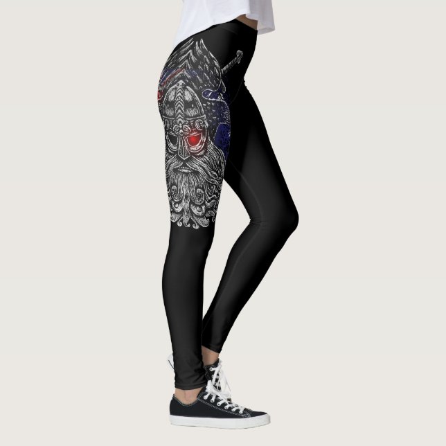Legging Bandeira da Austrália mitologia vikinga espadas co (Direita)