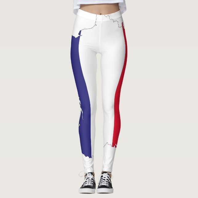 Legging Bandeira da França no Design de Souvenir de Mapa (Frente)