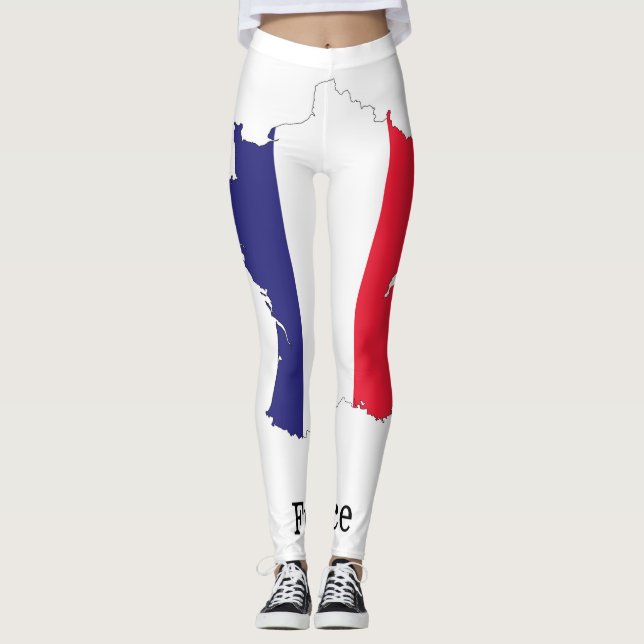 Legging Bandeira da França no Design de Souvenir de Mapa (Frente)