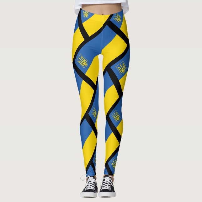 Legging Bandeira da Ucrânia com Trident (Frente)