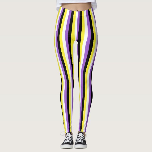 Legging Bandeira de Orgulho Não Binário Vertical (Frente)
